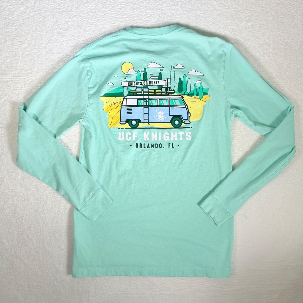 UCF Knights Long‎ Sleeve T Shirt Aqua Mint Green Pocket Tee Orlando FL Size S